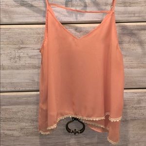 Pink laced tank top
